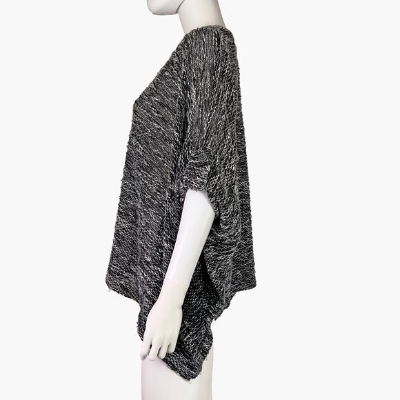 FRENCH LAUNDRY V-Neck Knit Poncho Sweater (Charcoal | Size OS) - Picture 3 of 7